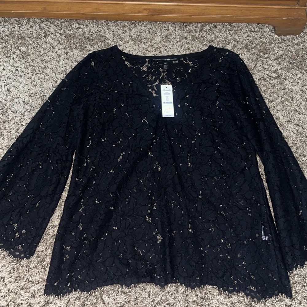 New with tags White House black market xs sheer lace top